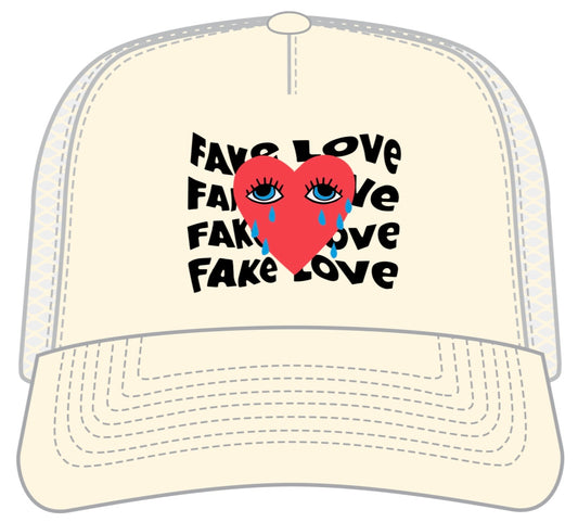 Fake Love 5-Panel Trucker Hat- Ivory