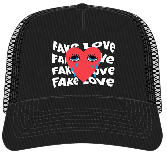 Fake Love 5-Panel Trucker Hat- Black